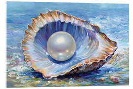 Acrylglasbild Perle in einer Austernschale