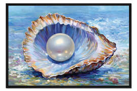Gerahmter Kunstdruck Perle in einer Austernschale