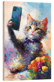 Holzbild Selfie-Kätzchen - Leon Devenice