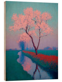 Holzbild Grünes Reisfeld - DejaReve