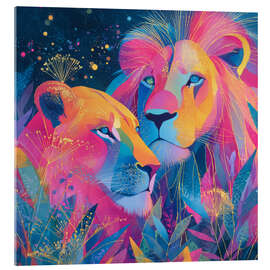 Acrylglasbild Die Löwenfamilie