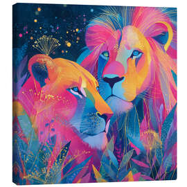Leinwandbild Die Löwenfamilie