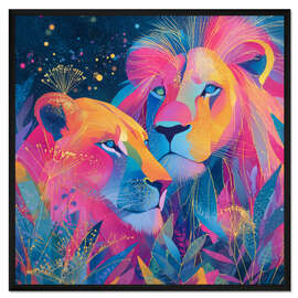 Gerahmter Kunstdruck Die Löwenfamilie