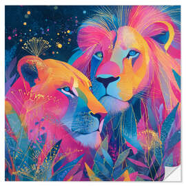 Wandsticker Die Löwenfamilie - DejaReve