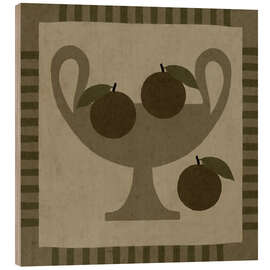 Tableau en bois Still Life with Vase and Oranges I