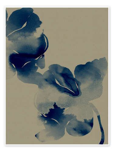 Poster Blaue Blüten in weichen Gewässern