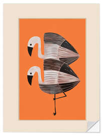 Wandsticker Mandarinen-Flamingos