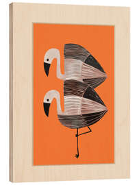 Holzbild Mandarinen-Flamingos
