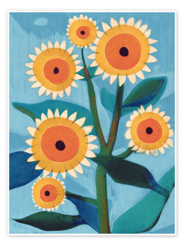 Poster Sonnenblumen in sonnigem Gelb und Orange