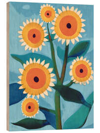 Holzbild Sonnenblumen in sonnigem Gelb und Orange - Branka Kodžoman