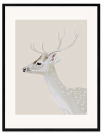 Gerahmter Kunstdruck Weißer Hirsch