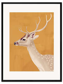 Gerahmter Kunstdruck Ocker Hirsch