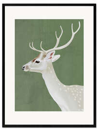 Gerahmter Kunstdruck Grüner Hirsch