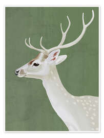 Wall art print Olive Green Stag - ThingDesign
