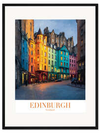 Gerahmter Kunstdruck Edinburgh Retro Reisekunst - TAlex