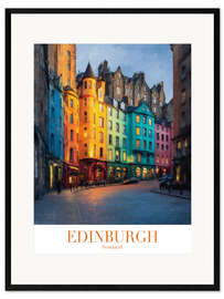 Gerahmter Kunstdruck Edinburgh Retro Reisekunst
