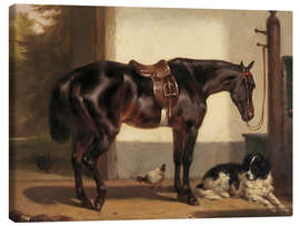 Leinwandbild Retro Pferd und Hund