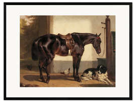 Gerahmter Kunstdruck Retro Pferd und Hund - TAlex