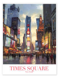 Wandbild Times Square in NYC Retro Reiseplakat - TAlex
