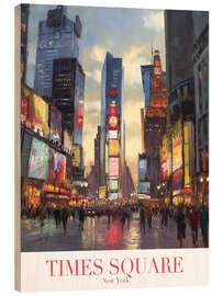 Holzbild Times Square in NYC Retro Reiseplakat - TAlex