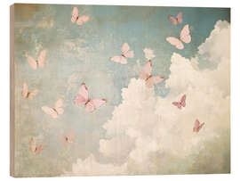 Holzbild Wunderliche Schmetterlinge und Wolken - Sisi And Seb