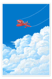 Poster Fliegen über Wolken - syntetyc