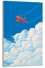 Holzbild Fliegen über Wolken