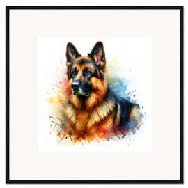 Gerahmter Kunstdruck Schäferhund