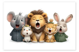 Wandbild Lustige Safari-Bande beim gemeinsamen Singen - Thomas Klee