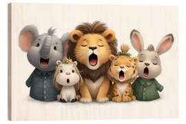 Holzbild Lustige Safari-Bande beim gemeinsamen Singen