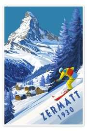 Poster Zermatt 1930 - Vintage Ski - Thomas Klee