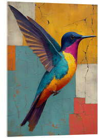 Acrylglasbild Kolibri im Flug - Abstrakte Farbkomposition