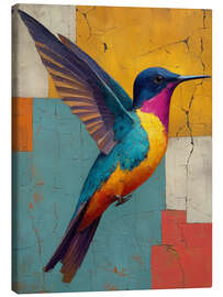 Leinwandbild Kolibri im Flug - Abstrakte Farbkomposition