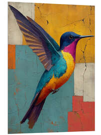 Hartschaumbild Kolibri im Flug - Abstrakte Farbkomposition