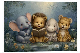 Hartschaumbild Waldfreunde teilen gemeinsam ein Märchenbuch - Thomas Klee
