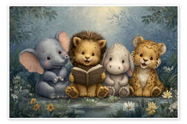 Tableau Forest friends share a fairytale book - Thomas Klee
