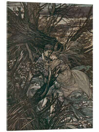 Tableau en verre acrylique The Knight Took the Beautiful Girl in His Arms - Arthur Rackham