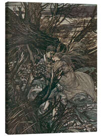 Leinwandbild Der Ritter nahm das schöne Mädchen in seine Arme - Arthur Rackham