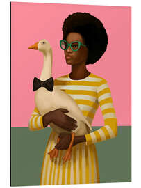 Tableau en aluminium Stylish Woman Holding Goose - Branka Kodžoman