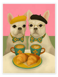 Wall art print French Bulldogs at Breakfast Café - Branka Kodžoman