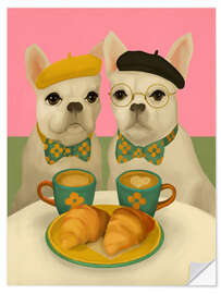 Wandsticker Französische Bulldoggen beim Frühstück