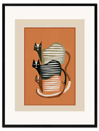 Gerahmter Kunstdruck Gestapelte abstrakte Katzen