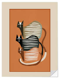 Wandsticker Gestapelte abstrakte Katzen