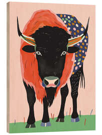 Holzbild Lebhafter Bison - Artsy Sesta