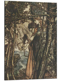 Alubild Brunhilde führt ihr Pferd den Weg zur Höhle hinunter, 1910