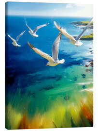 Leinwandbild Möwen an der Küste