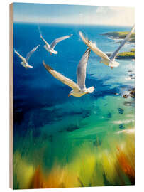 Holzbild Möwen an der Küste - Peter Roder