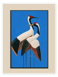 Wall art print Stillness in Motion - Cranes in Blue - Branka Kodžoman