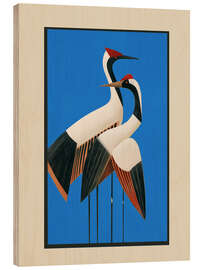 Holzbild Stille in Bewegung - Kraniche in Blau - Branka Kodžoman