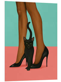 Hartschaumbild Frau in High Heels mit schwarzer Katze